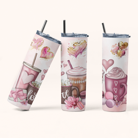 "Valentine's Day Drinks" 20 oz Skinny Tumbler